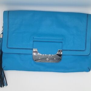Diane Von Furstenberg DVF Large Harper Envelope Clutch in Peacock Blue